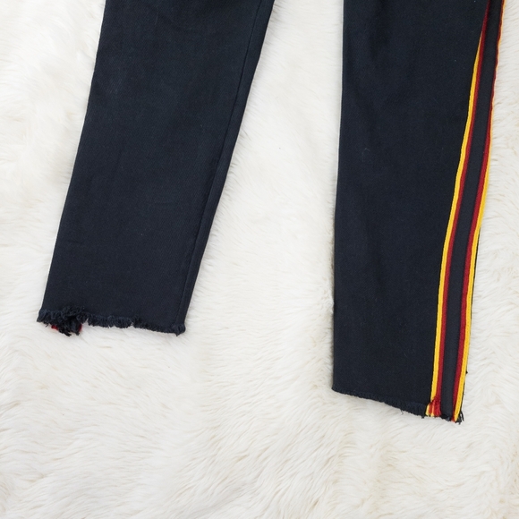 Pam & Gela Racing Stripe Raw Angled Hem Straight Leg Jeans - Picture 7 of 10